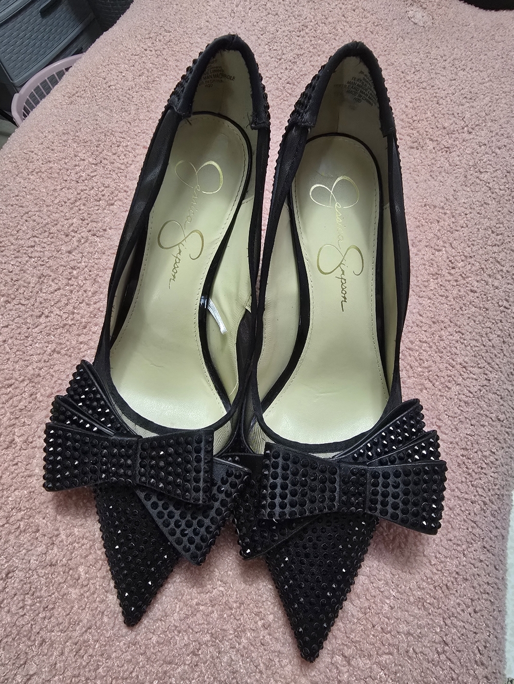 Jessica Simpson Sequin Bow Heel Pumps Sz 9 - Picture 2 of 9